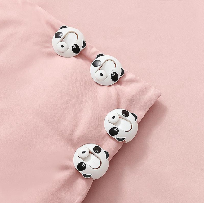 Panda Dekbedclips - Klemmen - Clips - Dekens - Lakens - 6 stuks - Zwart/Wit