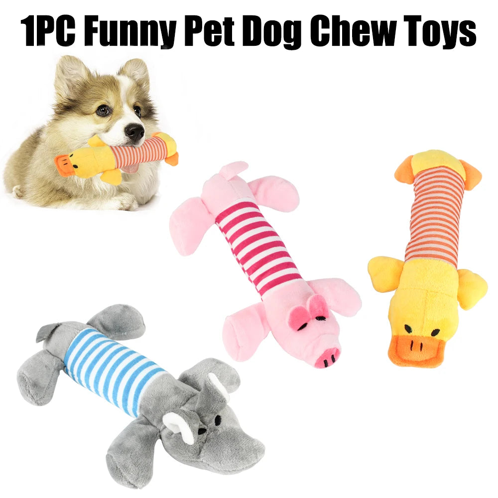 Fit for All Pets Dog Cat Fleece Toys Popular Squeak Chew Sound Dolls Elephant Duck Pig Pet Funny Plush Toys