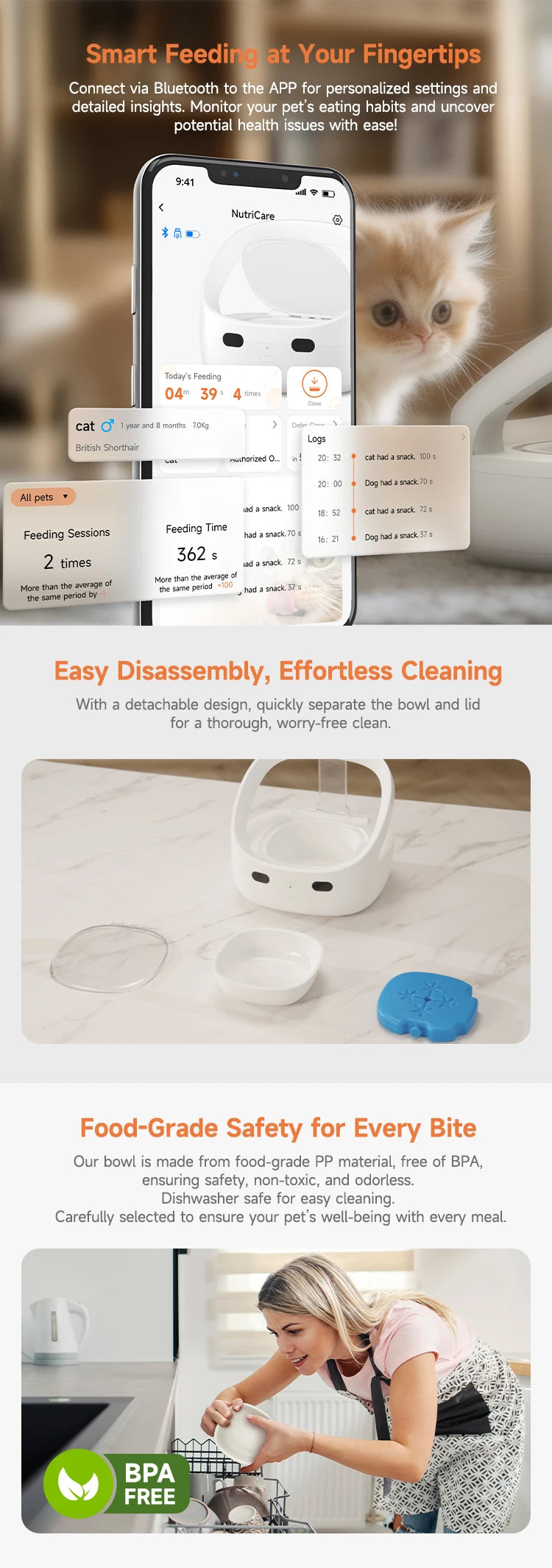 New Petoneer NutriCare Feeder Tailored For Multi-Pet Households Pet feeder Cat And Dog Feeder With App Global Version