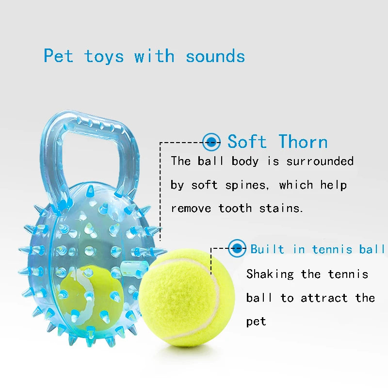 Pet dog toy with Football and Soft Thorn, made of soft rubber, suitable for large, medium and small dogs.