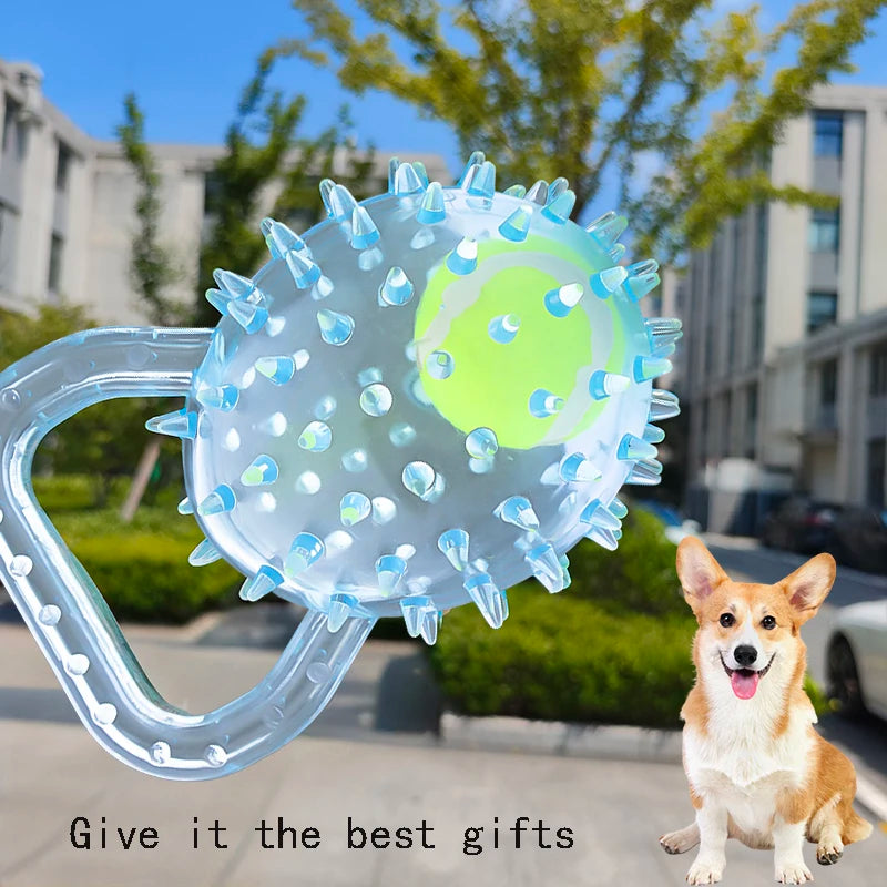 Pet dog toy with Football and Soft Thorn, made of soft rubber, suitable for large, medium and small dogs.