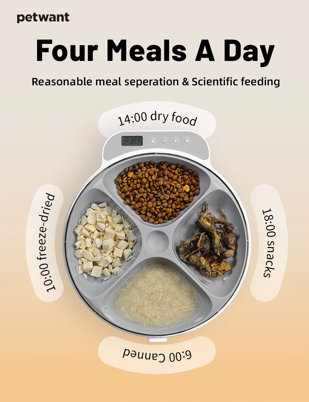 Automatic 4 Meal Pet Feeder with Large Capacity  Wet   Dry Food Fresh-Keeping Dispenser for Cats and Dogs