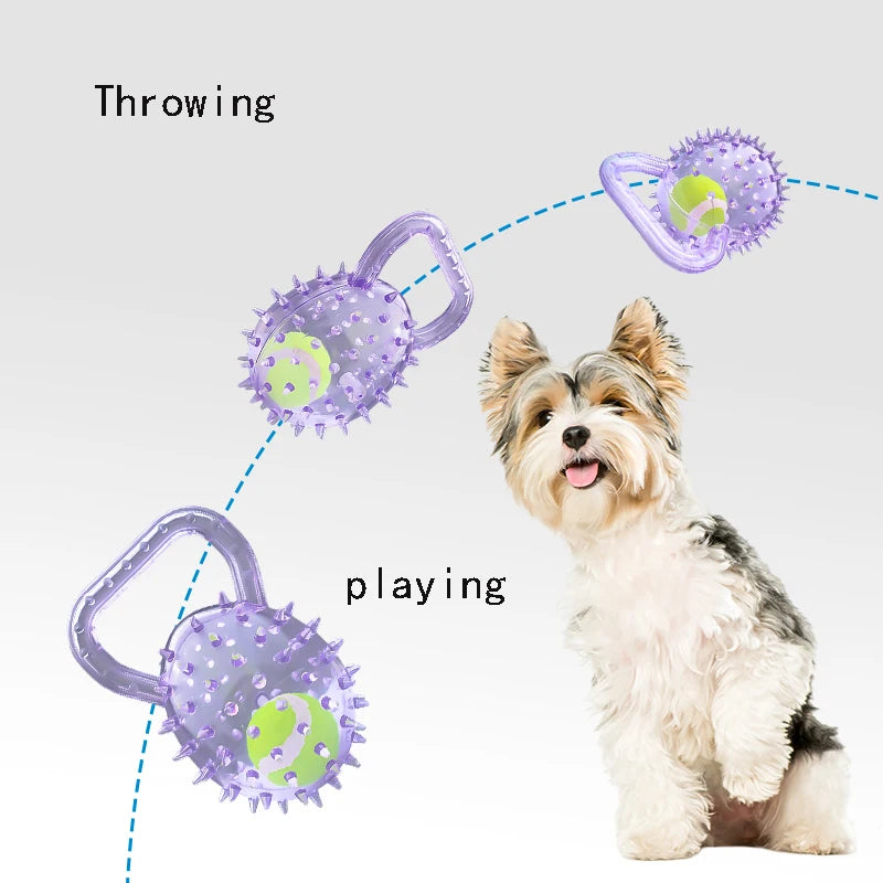 Pet dog toy with Football and Soft Thorn, made of soft rubber, suitable for large, medium and small dogs.