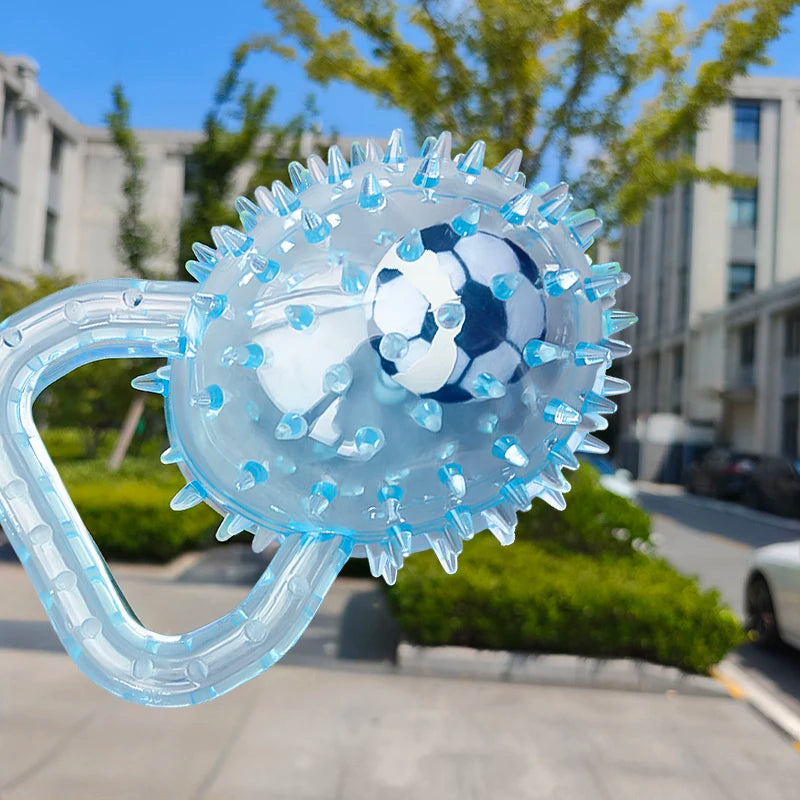 Pet dog toy with Football and Soft Thorn, made of soft rubber, suitable for large, medium and small dogs.