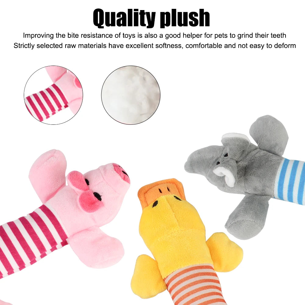 Fit for All Pets Dog Cat Fleece Toys Popular Squeak Chew Sound Dolls Elephant Duck Pig Pet Funny Plush Toys